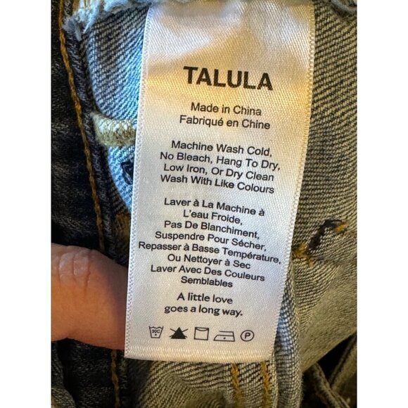 Talula Aritzia Shorts Womens 30 Blue Denim Medium Wash High Rise Raw Hem Jean - Picture 7 of 8